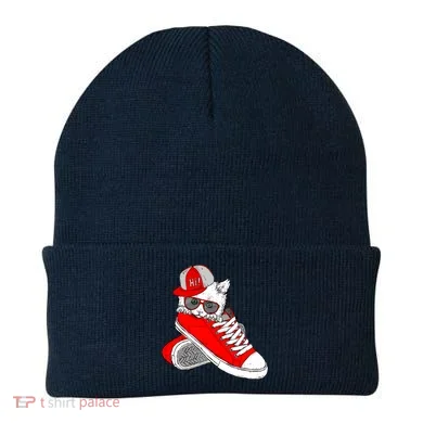 Cat In Red Sneakers Beanie