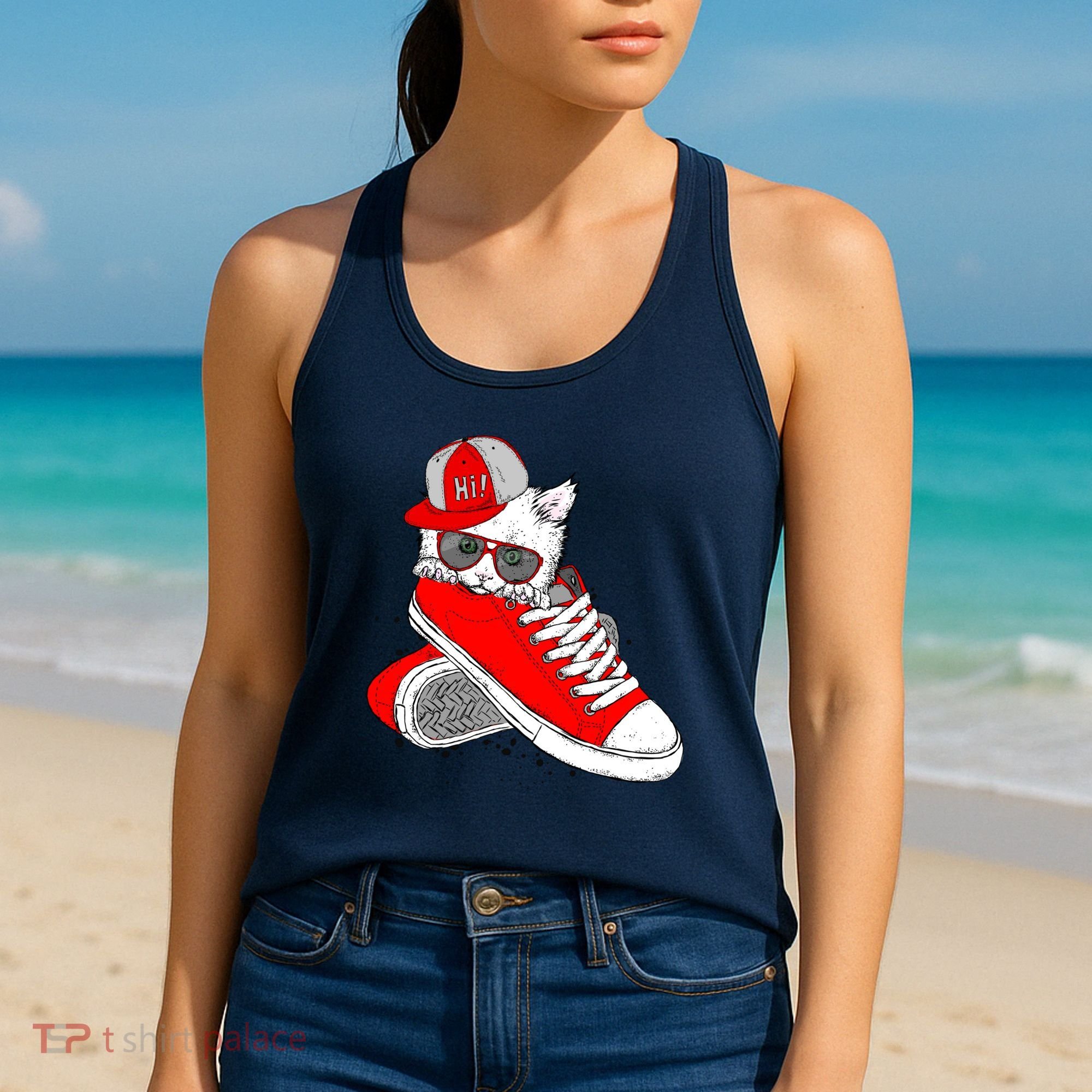 Cat In Red Sneakers Women's Tank Top