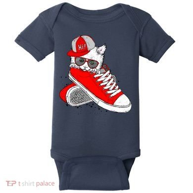 Cat In Red Sneakers Baby Bodysuit