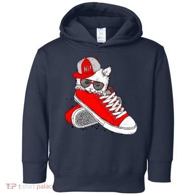 Cat In Red Sneakers Toddler Hoodie
