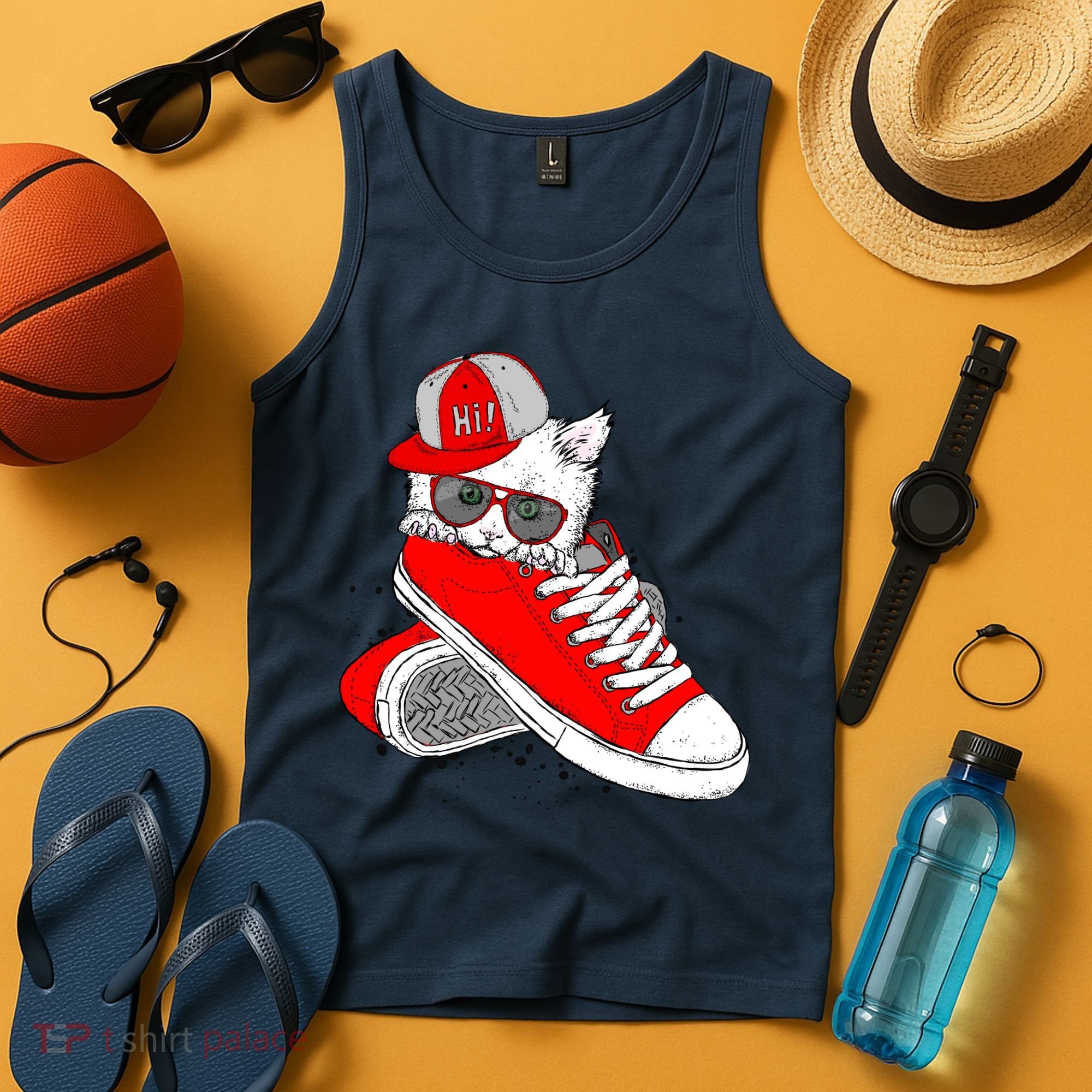 Cat In Red Sneakers Tank Top