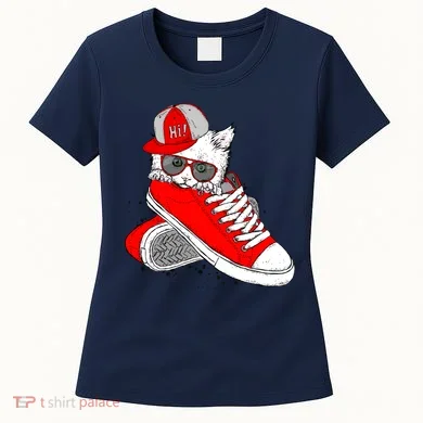 Cat In Red Sneakers Women's T-Shirt