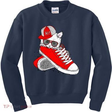 Cat In Red Sneakers Kids Sweatshirt