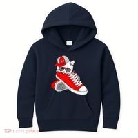 Cat In Red Sneakers Kids Hoodie thumb 0