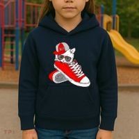 Cat In Red Sneakers Kids Hoodie thumb 3
