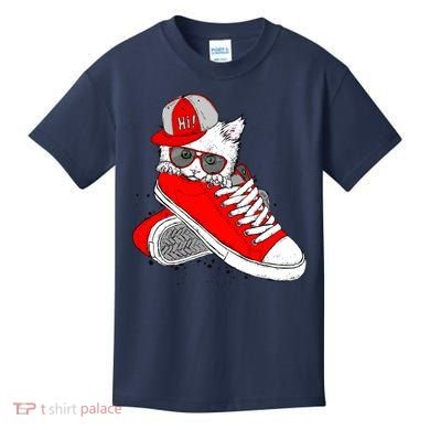 Cat In Red Sneakers Kids T-Shirt