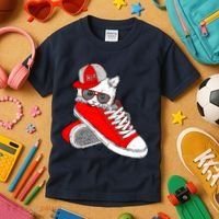 Cat In Red Sneakers Kids T-Shirt thumb 3