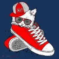 Cat In Red Sneakers Kids T-Shirt thumb 4