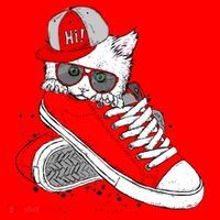 Cat In Red Sneakers Santa Hat thumb 1
