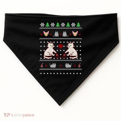 Cat Lover Ugly Christmas USA-Made Doggie Bandana