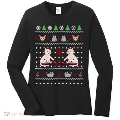 Cat Lover Ugly Christmas Women's Long Sleeve Shirt