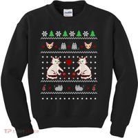 Cat Lover Ugly Christmas Kids Sweatshirt thumb 0