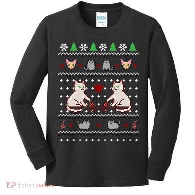Cat Lover Ugly Christmas Kids Long Sleeve Shirt