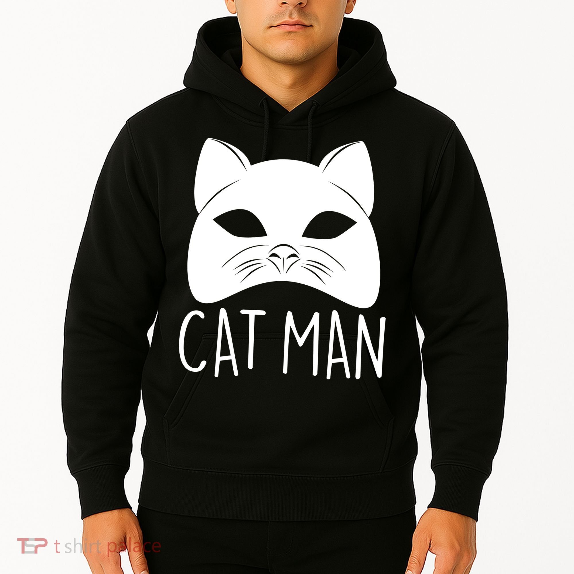 Cat Man Superhero Mask Cat Lover Fan Hoodie