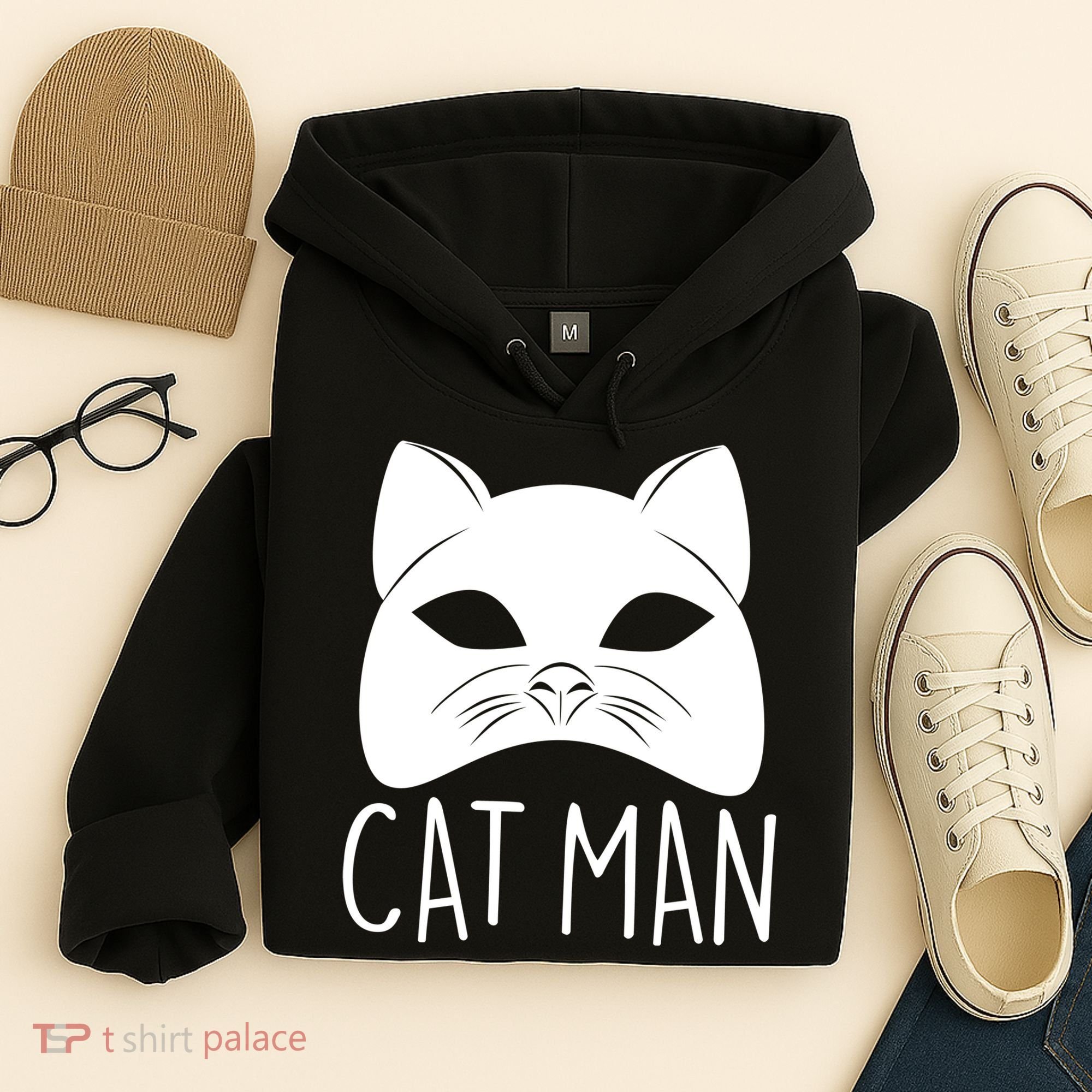 Cat Man Superhero Mask Cat Lover Fan Hoodie