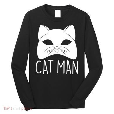Cat Man Superhero Mask Cat Lover Fan Long Sleeve Shirt