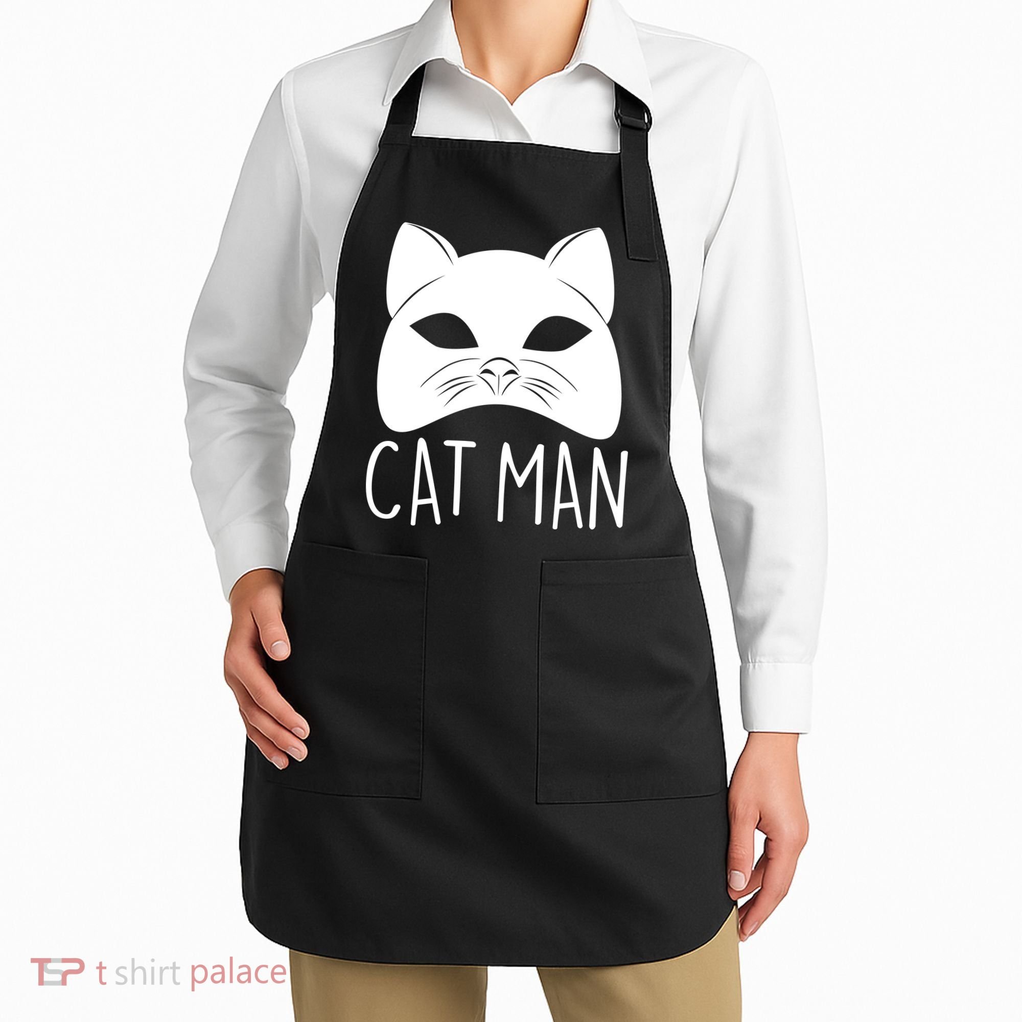 Cat Man Superhero Mask Cat Lover Fan Apron