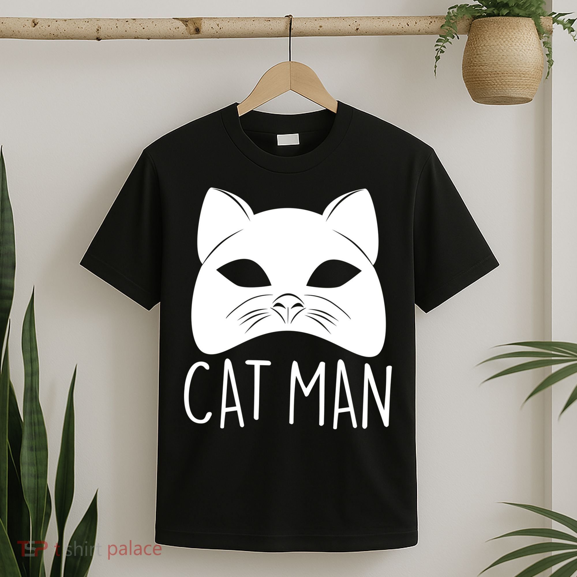 Cat Man Superhero Mask Cat Lover Fan T-Shirt
