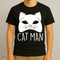 Cat Man Superhero Mask Cat Lover Fan T-Shirt thumb 3