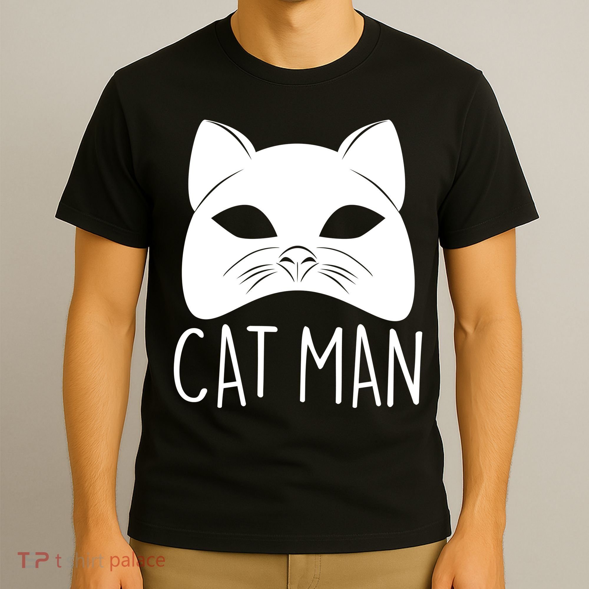 Cat Man Superhero Mask Cat Lover Fan T-Shirt
