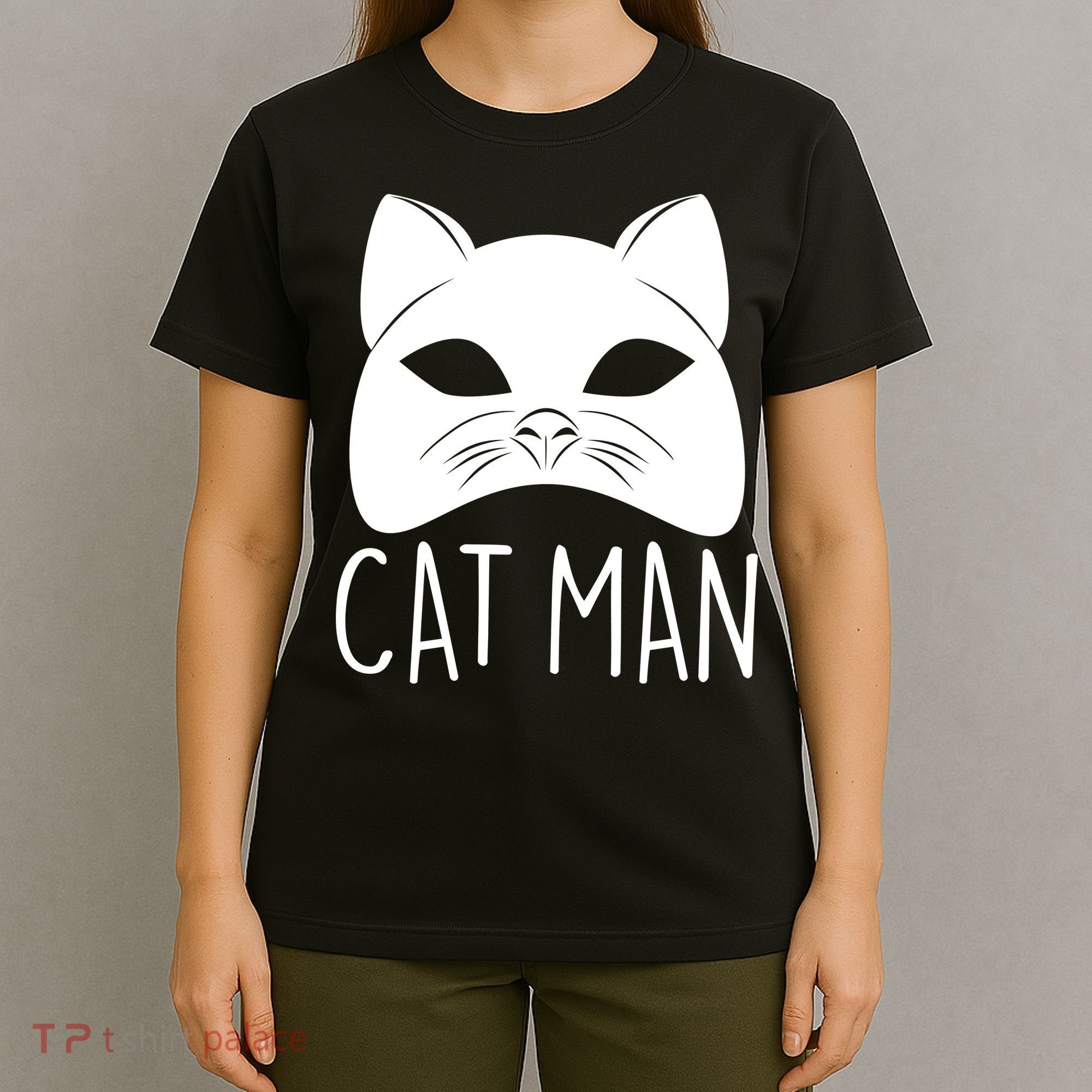 Cat Man Superhero Mask Cat Lover Fan T-Shirt