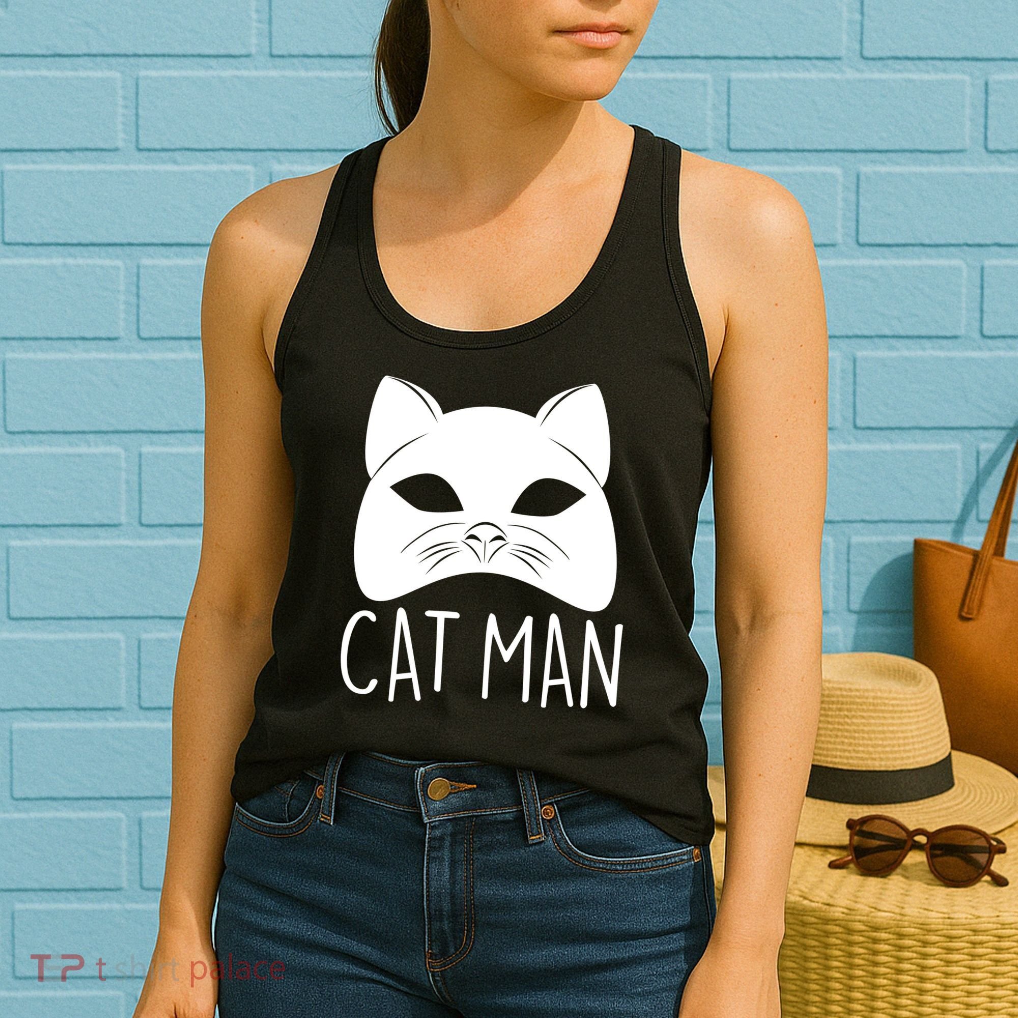 Cat Man Superhero Mask Cat Lover Fan Women's Tank Top