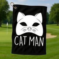 Cat Man Superhero Mask Cat Lover Fan Golf Towel thumb 1