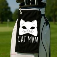 Cat Man Superhero Mask Cat Lover Fan Golf Towel thumb 2