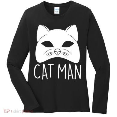 Cat Man Superhero Mask Cat Lover Fan Women's Long Sleeve Shirt