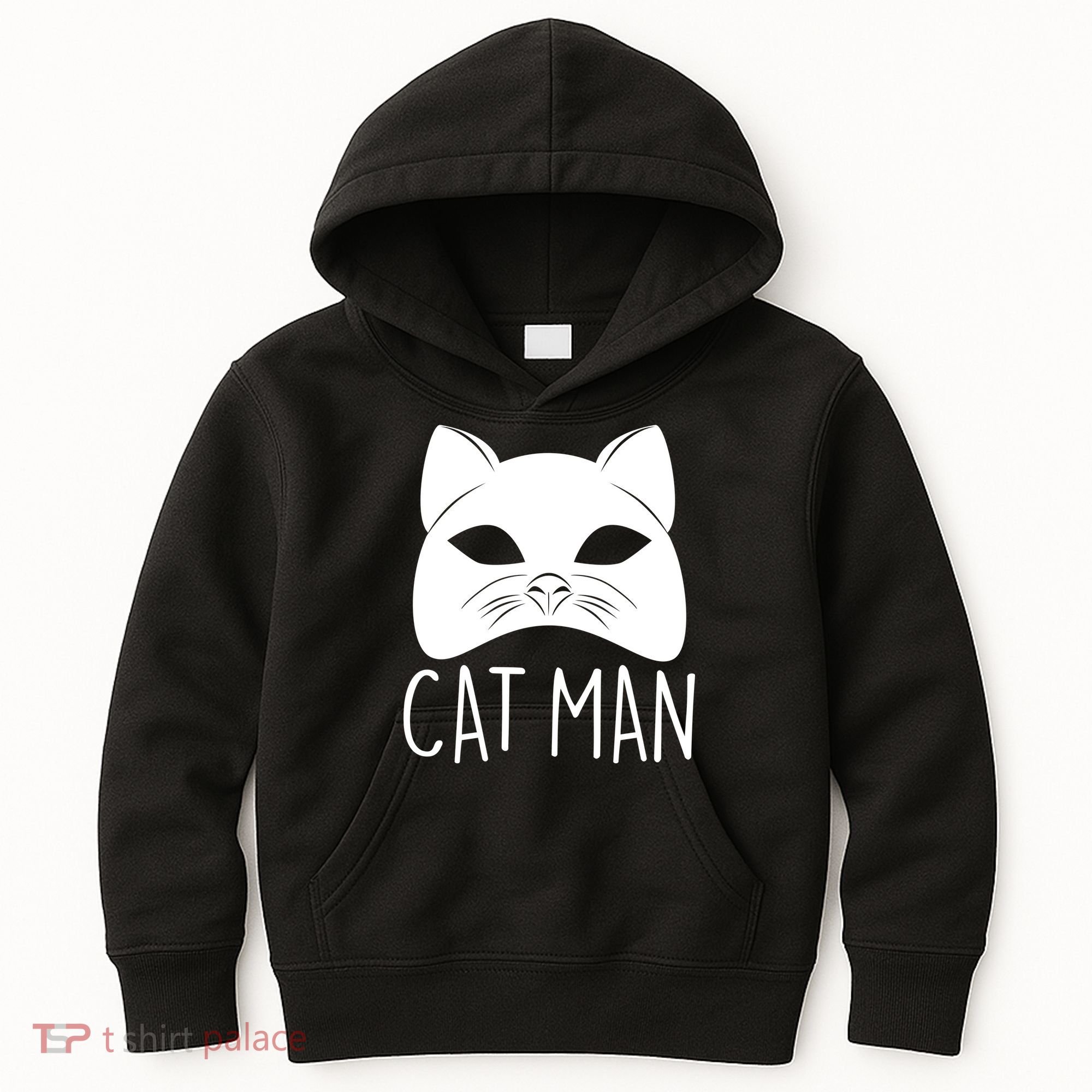 Cat Man Superhero Mask Cat Lover Fan Kids Hoodie