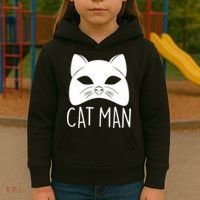 Cat Man Superhero Mask Cat Lover Fan Kids Hoodie thumb 3