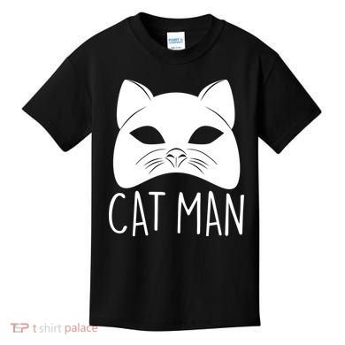 Cat Man Superhero Mask Cat Lover Fan Kids T-Shirt