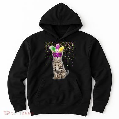 Cat Mardi Gras Mask and Beads Hoodie