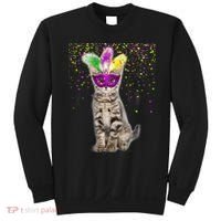 Cat Mardi Gras Mask and Beads Sweatshirt thumb 0