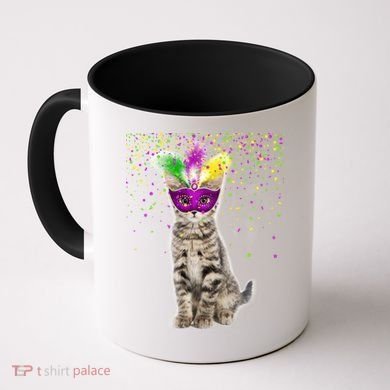 Cat Mardi Gras Mask and Beads Coffee Mug