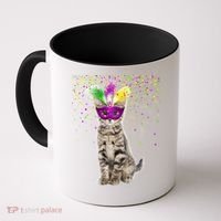 Cat Mardi Gras Mask and Beads Coffee Mug thumb 0