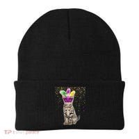 Cat Mardi Gras Mask and Beads Beanie thumb 0