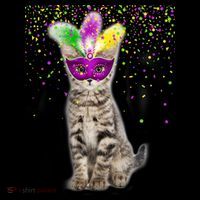 Cat Mardi Gras Mask and Beads Women's Hoodie thumb 2