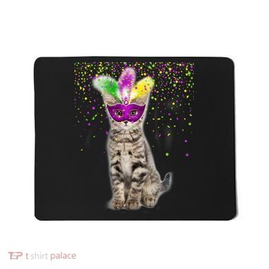 Cat Mardi Gras Mask and Beads Mousepad