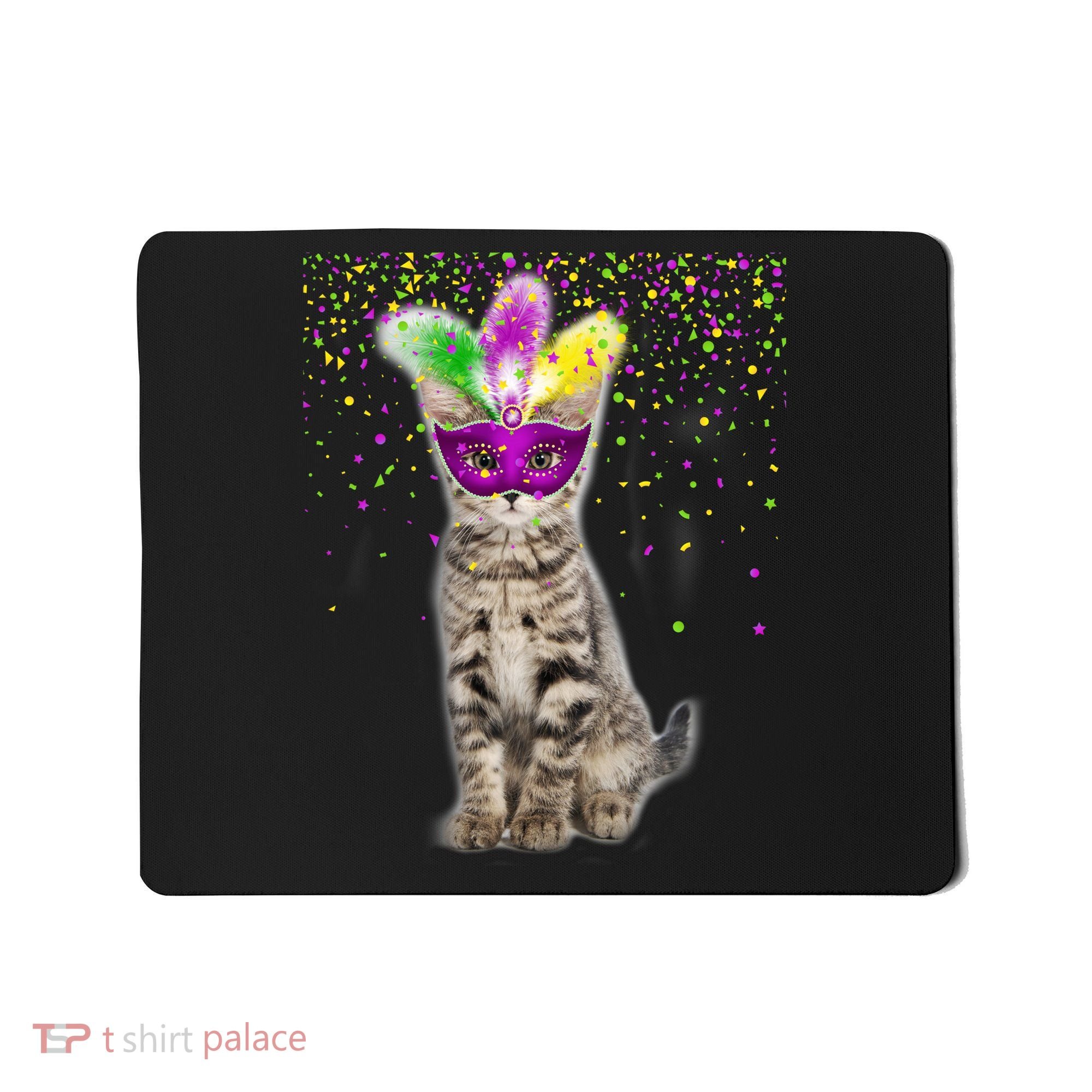 Cat Mardi Gras Mask and Beads Mousepad