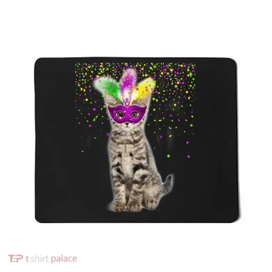 Cat Mardi Gras Mask and Beads Mousepad