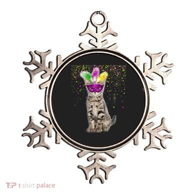 Cat Mardi Gras Mask and Beads Ornament