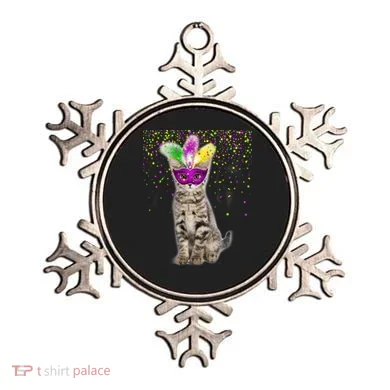 Cat Mardi Gras Mask and Beads Ornament