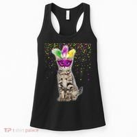 Cat Mardi Gras Mask and Beads Women's Tank Top thumb 0