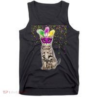 Cat Mardi Gras Mask and Beads Tank Top thumb 0