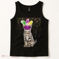 Cat Mardi Gras Mask and Beads Tank Top thumb 2