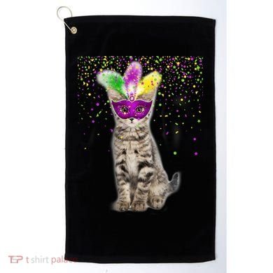 Cat Mardi Gras Mask and Beads Golf Towel