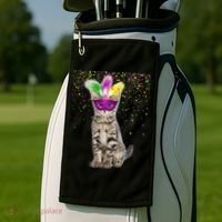 Cat Mardi Gras Mask and Beads Golf Towel thumb 2