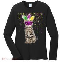 Cat Mardi Gras Mask and Beads Women's Long Sleeve Shirt thumb 0