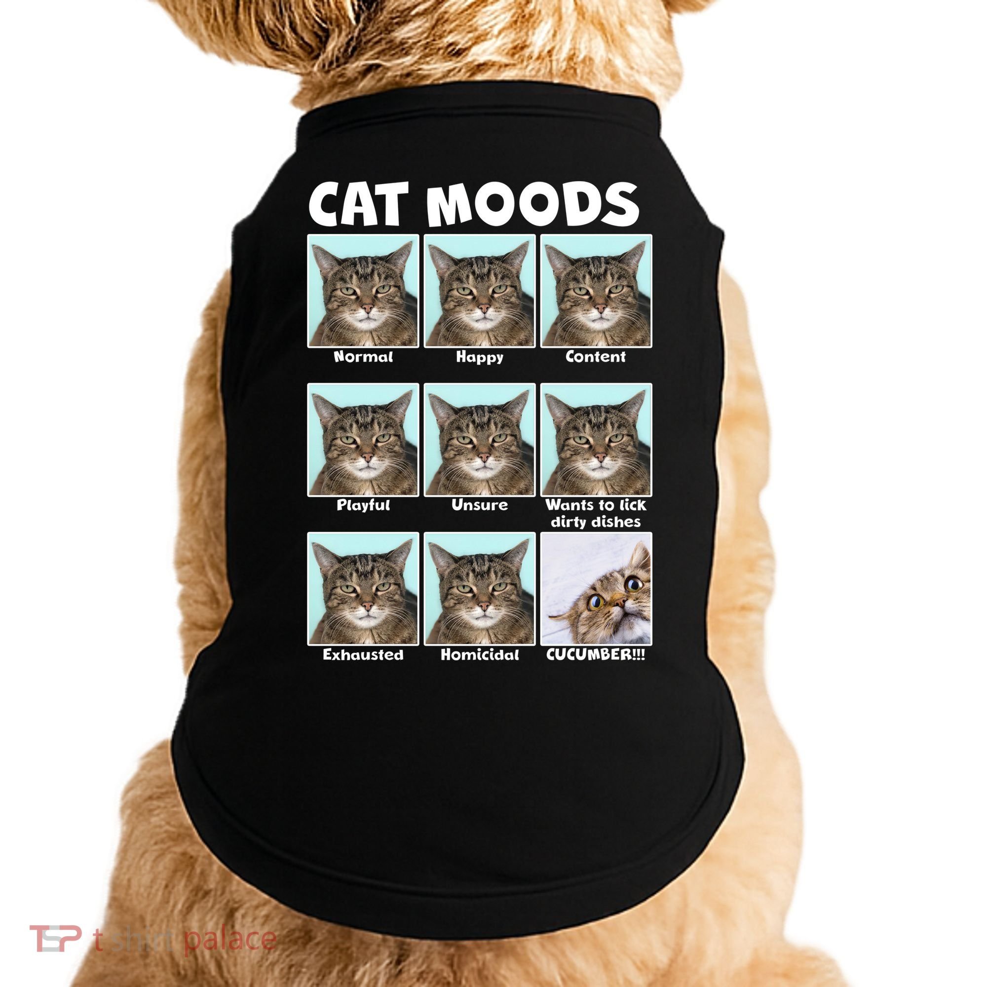 Cat Moods Funny Meme Doggie Tank